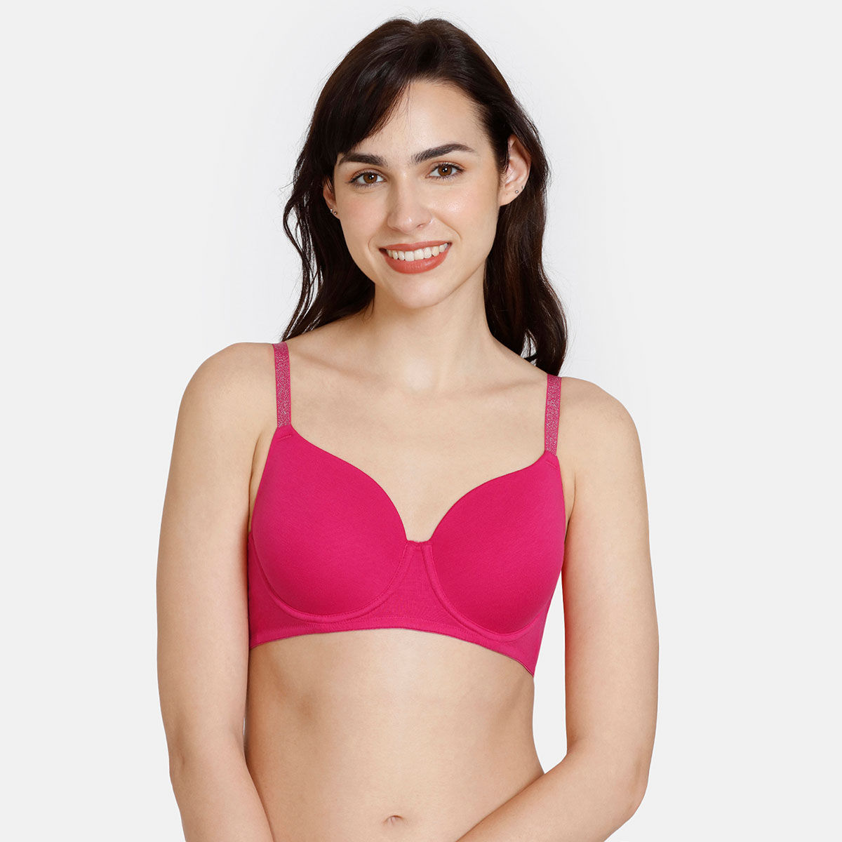 Buy Zivame Velvet Straps Padded Wired 3/4th Coverage T-Shirt Bra - Pink Lady  at Rs.756 online