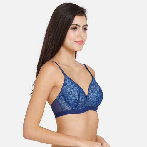 Buy Zivame Airy Lace Padded Regular Wired 3/4th Coverage Cami Bra - French  Blue Online