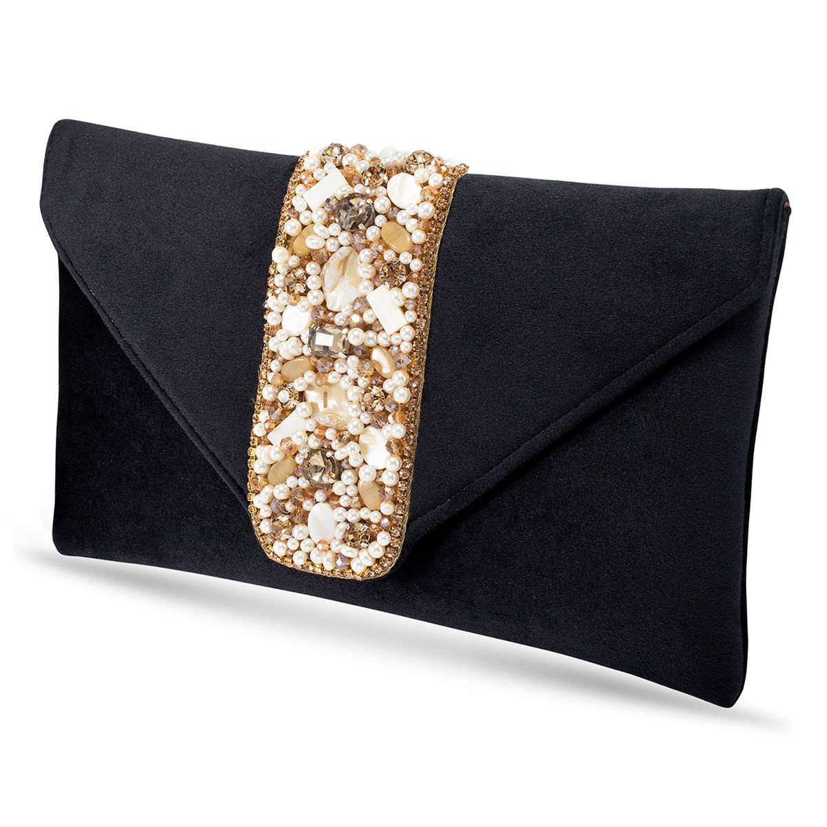 Lori Weitzner Athena Clutch Bag for Women made with small black beads