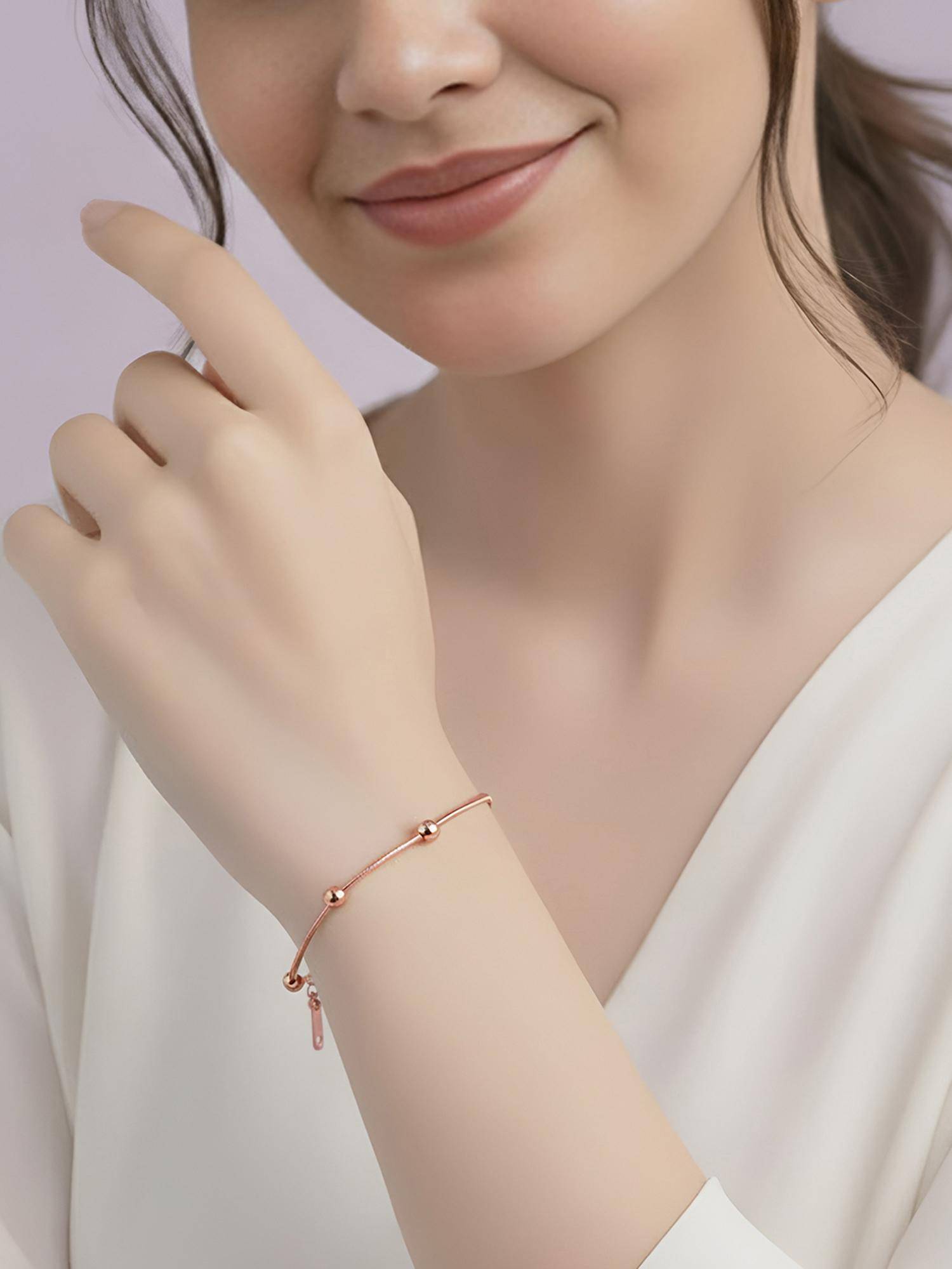 Peora Rose Gold Plated Fancy Openable Bracelet