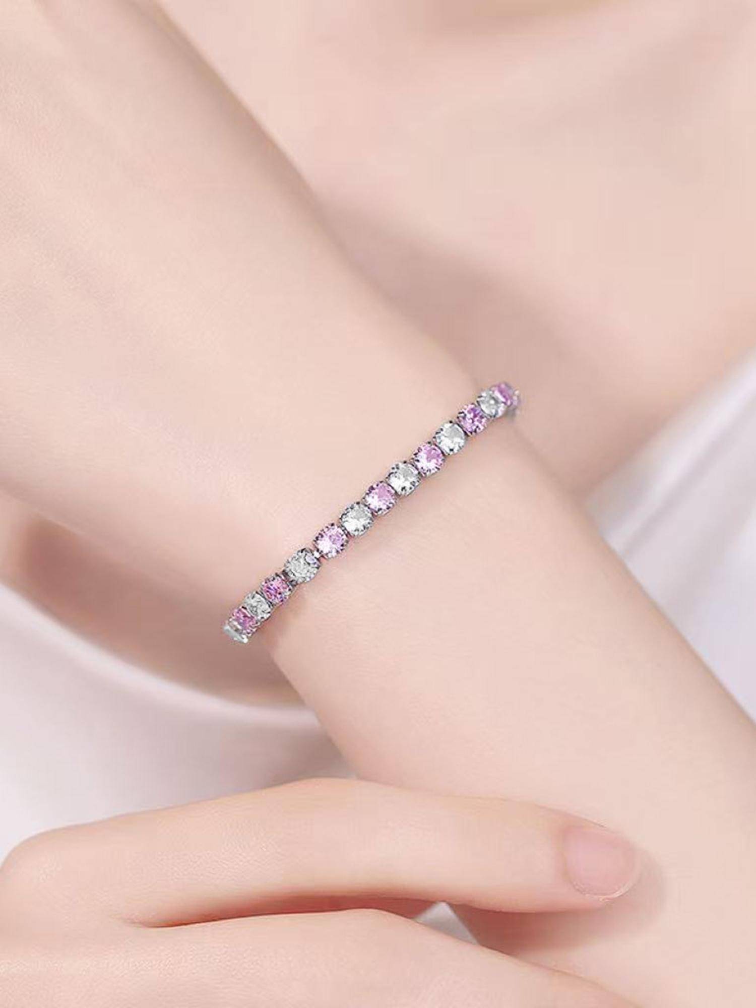 Peora Silver Plated Design Pink White Openable Bracelet