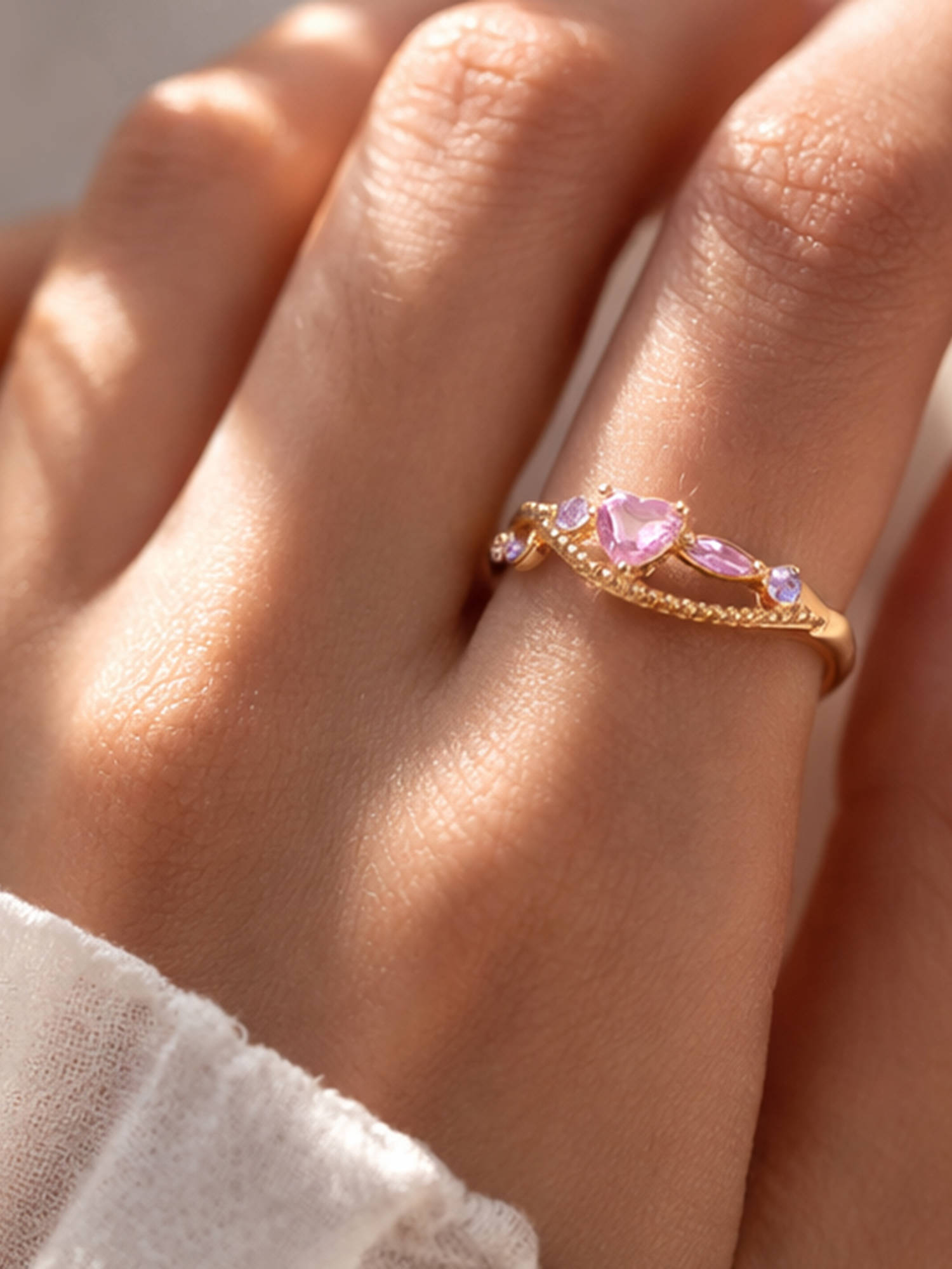 Peora Pink Stylish Finger Ring (7)