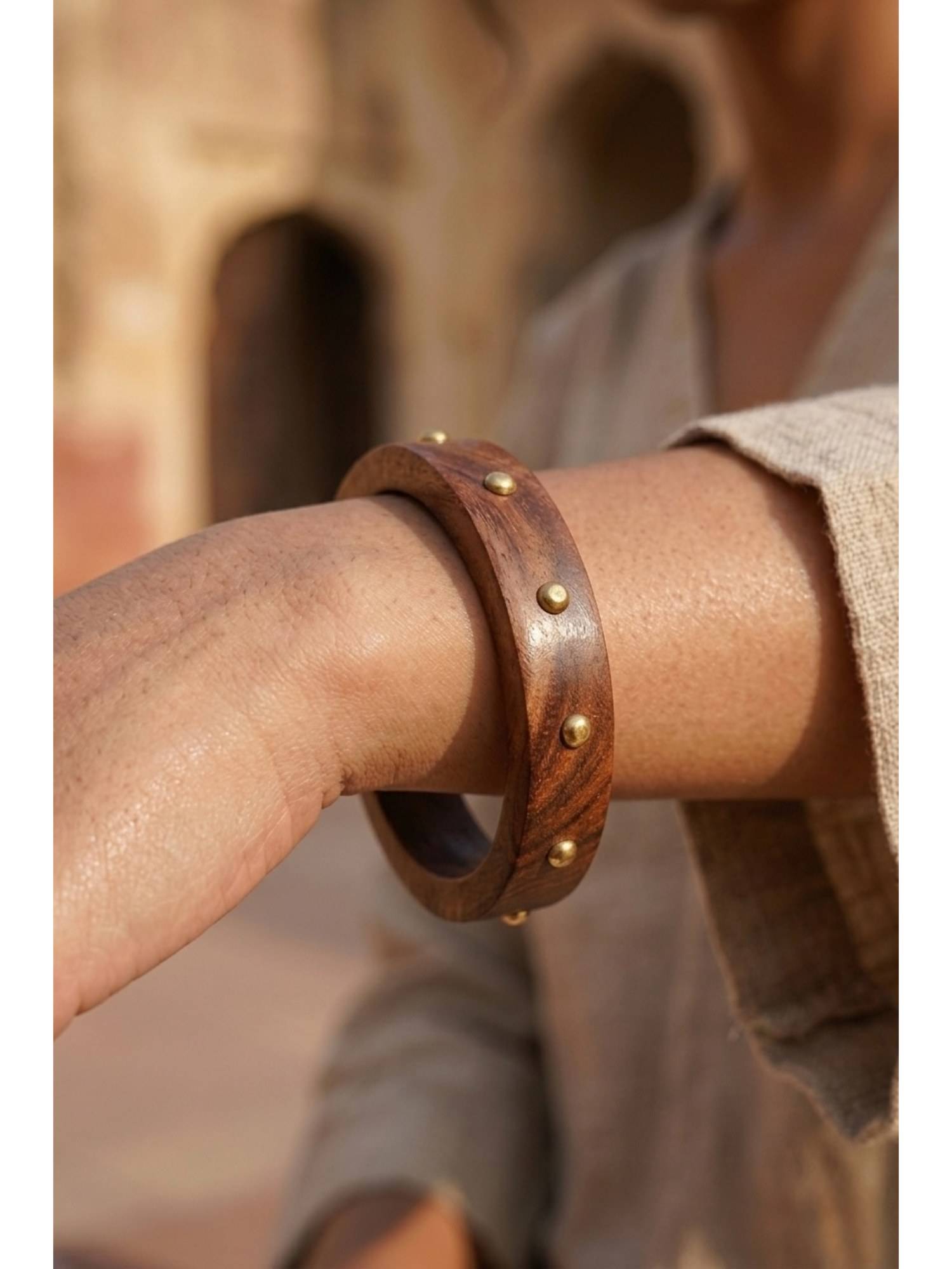 Mitali Jain Brown Axis Wood Bangle (2.4)