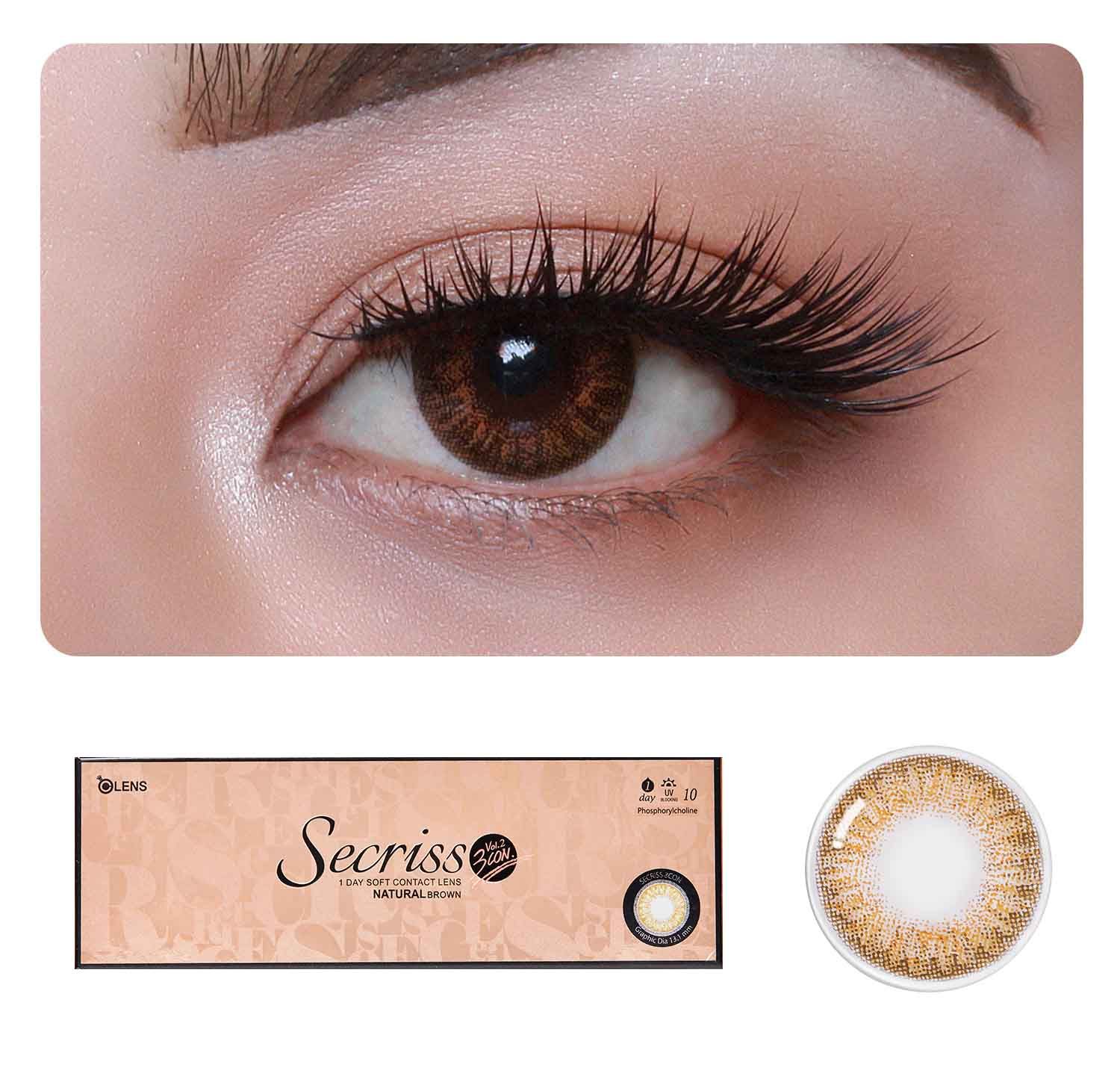 O-Lens Secriss 1Day Coloured Contact Lenses - Natural Brown - 0.00 (5 Pairs)