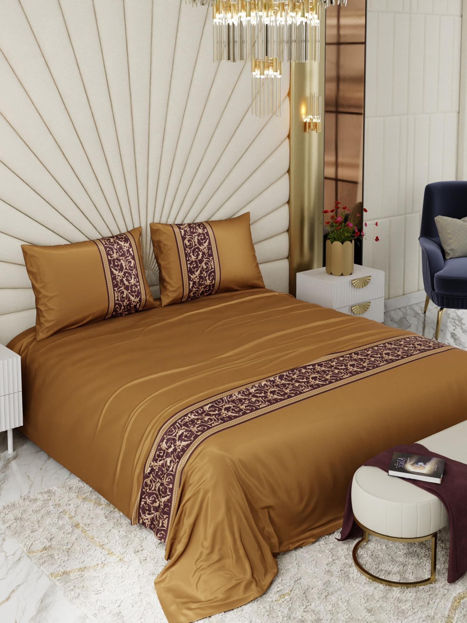 Stoa Paris Versailles Collection Sateen Grandeur Of The Sun Super King Bedsheet With 2 Pillow Covers