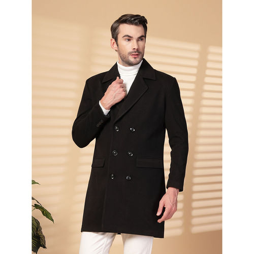 CHKOKKO Men Winter Wear Long Coat Black - Main Image