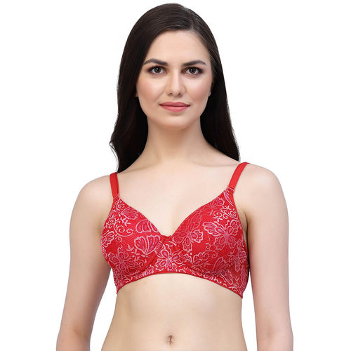 Buy Cukoo Lightly Padded Red Lacy Everyday Bra online