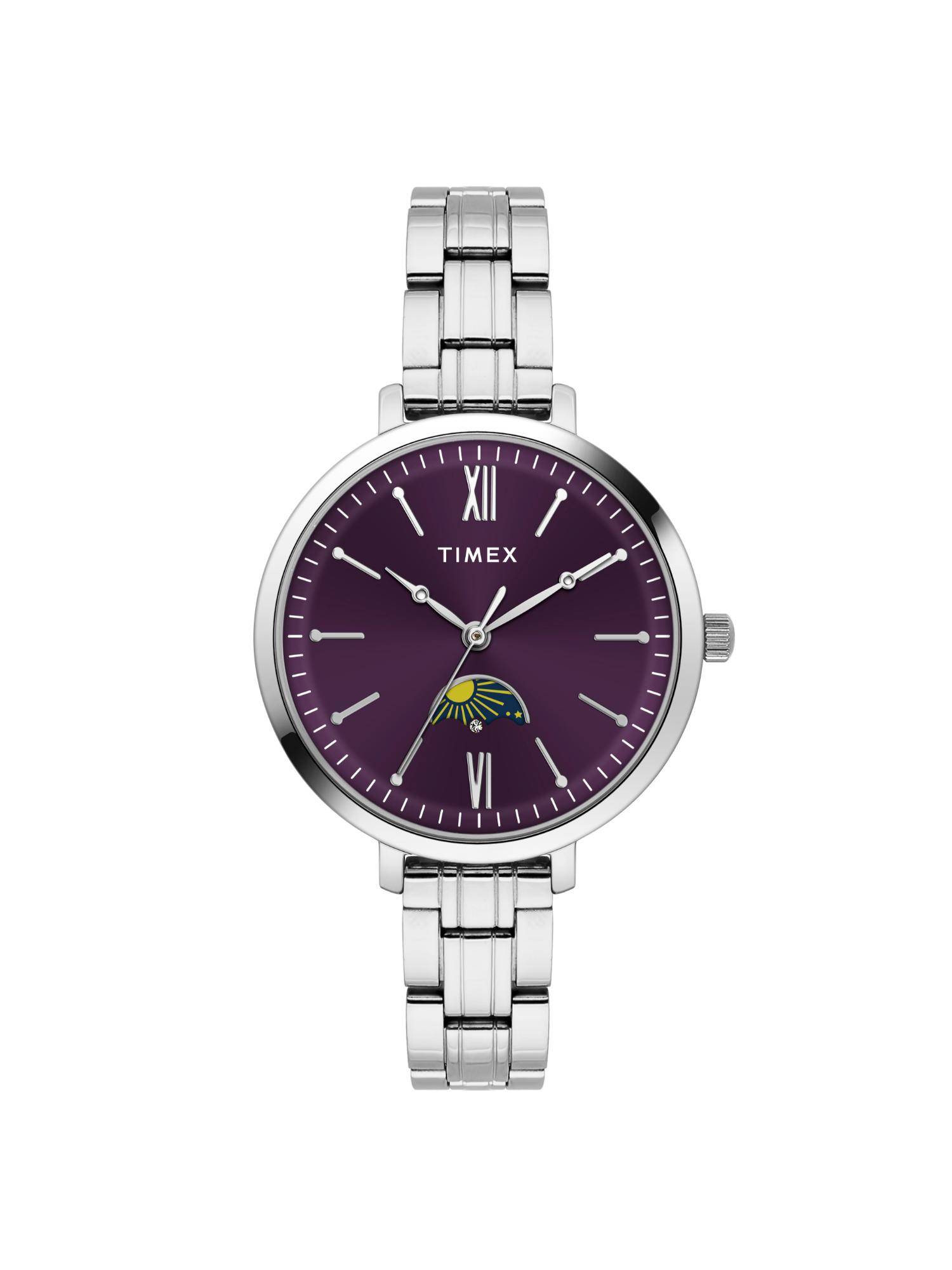 Timex Women Purple Round Dial Stainless Steel Analog Watch-TWEL20101 (M)