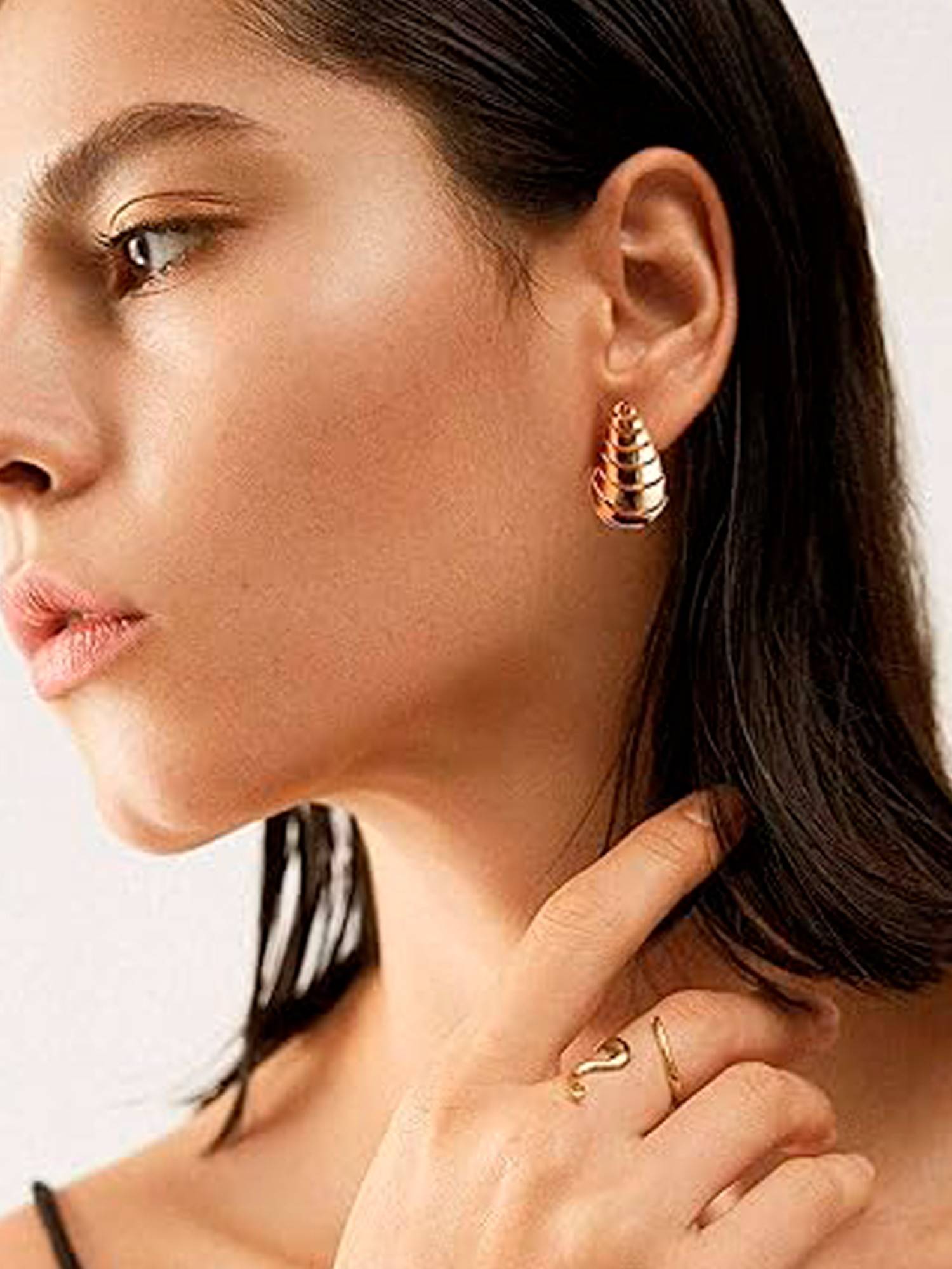 OOMPH Gold Tone Waterdrop Shape Chunky Spiral Drop Earring