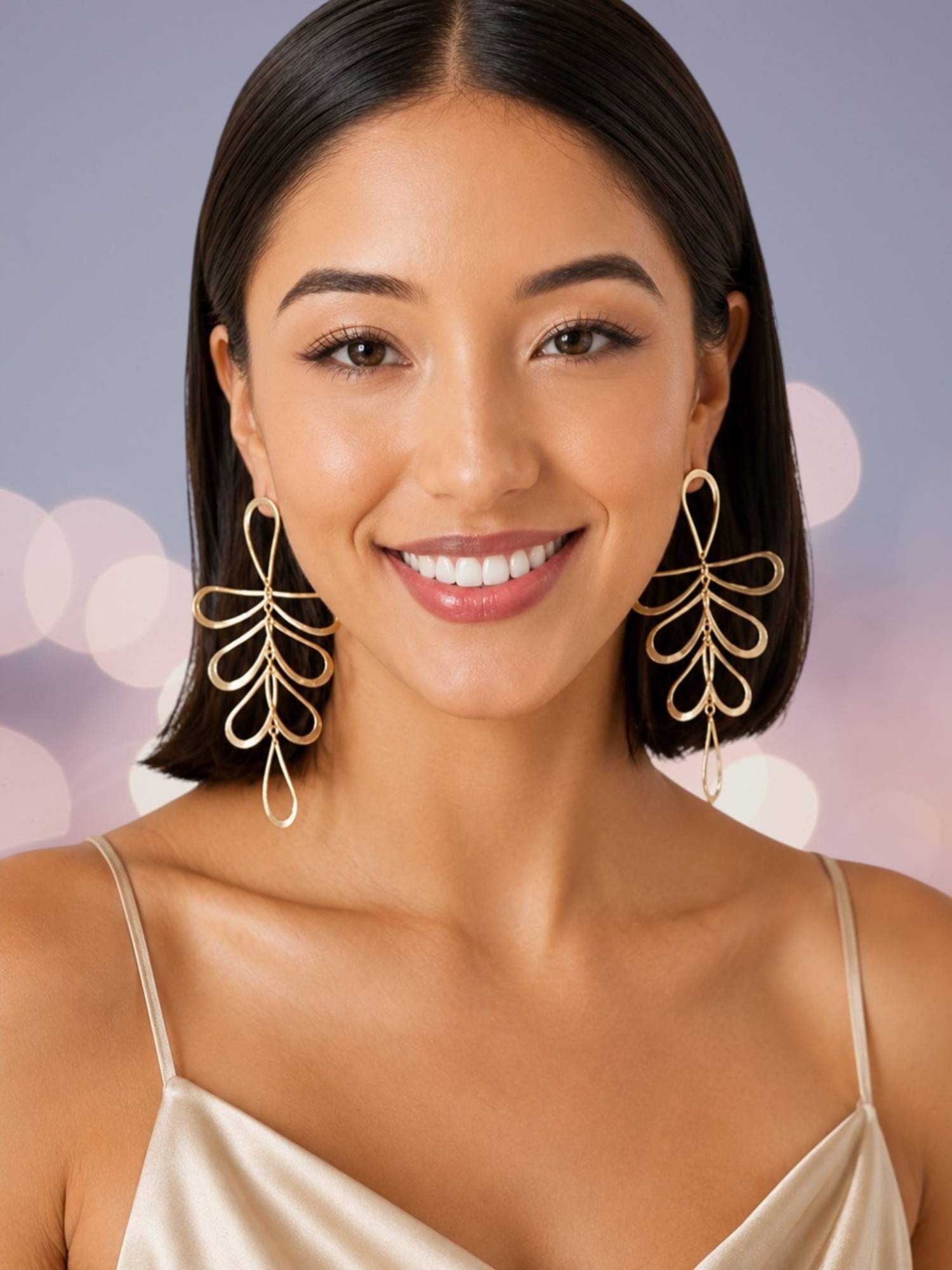 OOMPH Gold Floral Drop Earrings for women