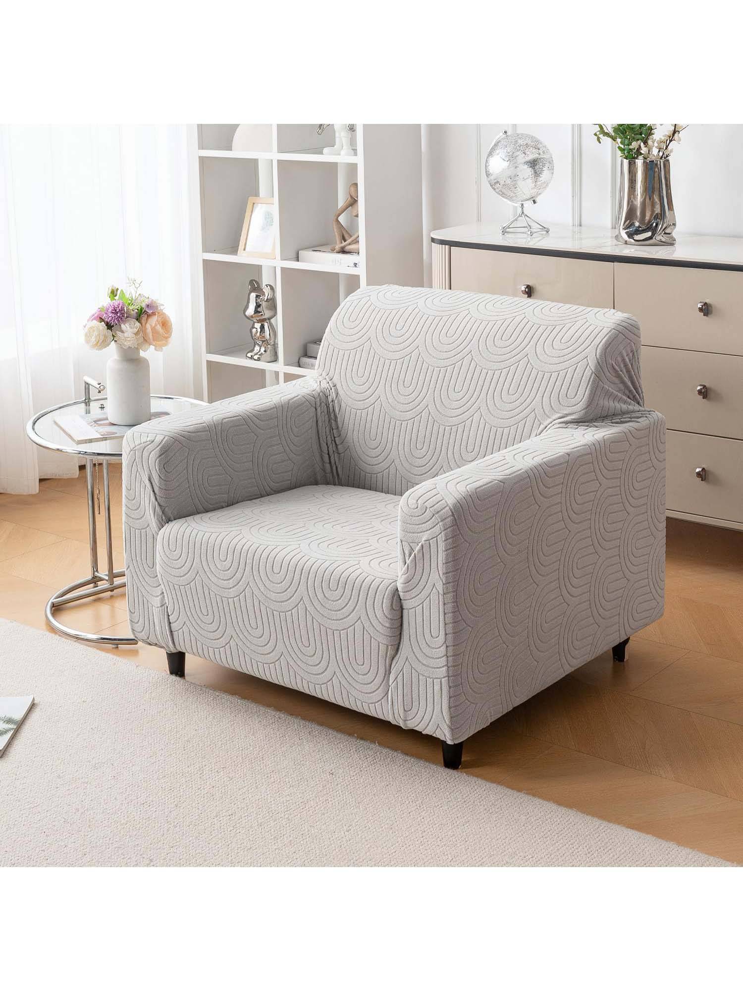 House of Quirk Grey Single Sofa Cover Premium Jacquard Fabric Soft Stretchable Couch