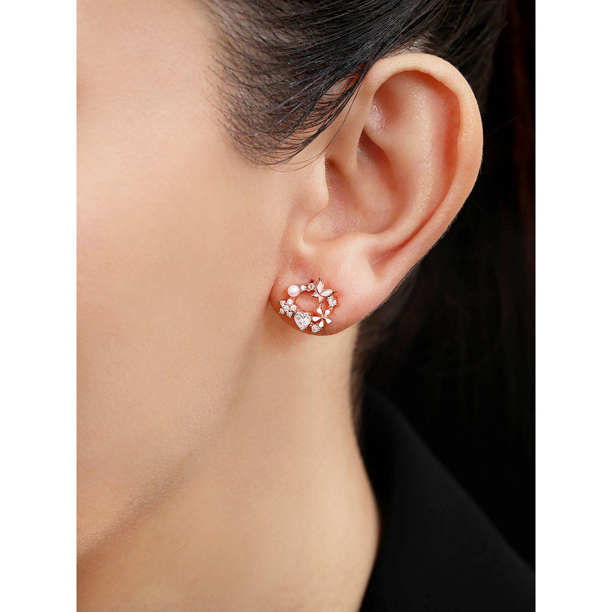 Zavya Dreamy Butterfly Rose Gold Plated 925 Sterling Silver Earring