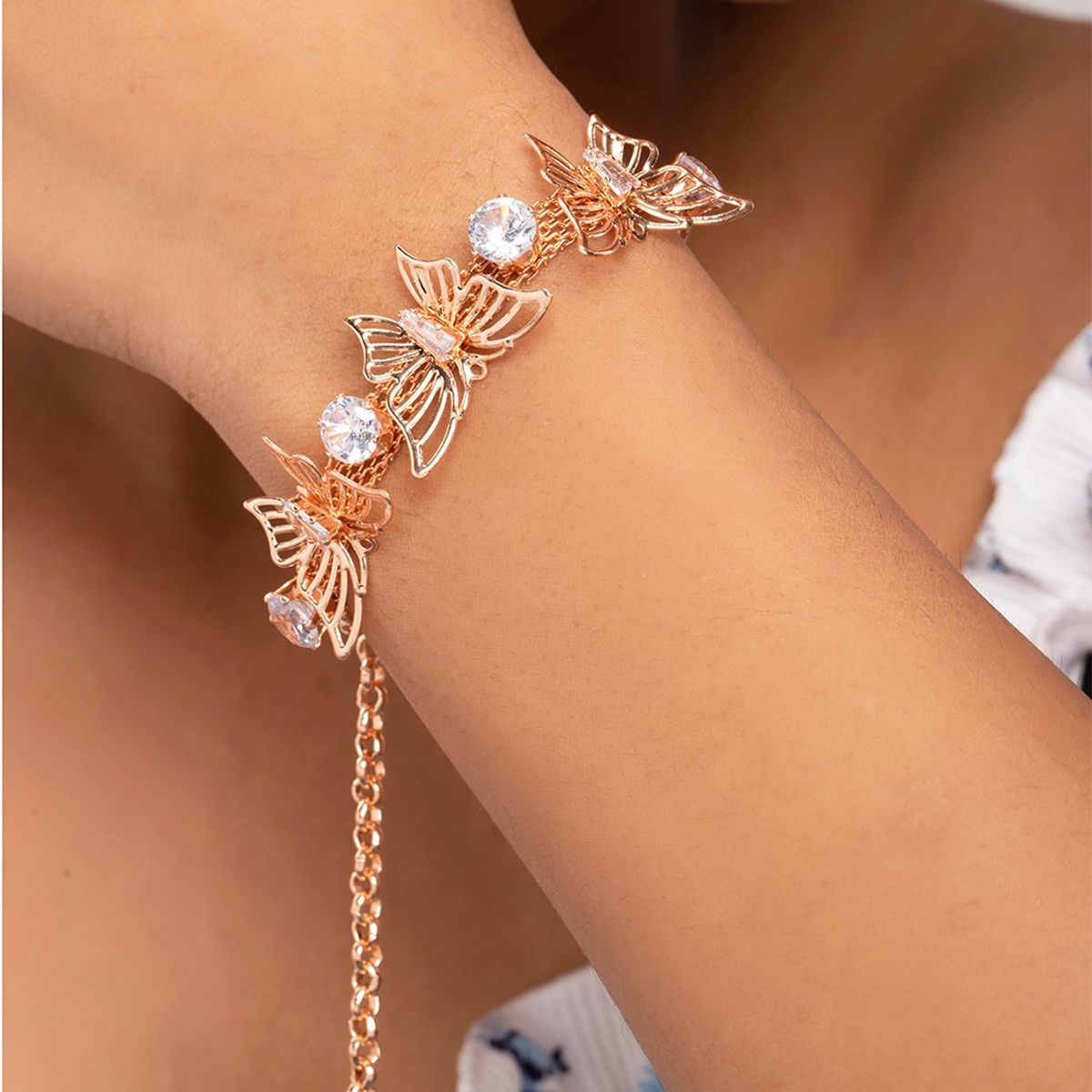 Buy PRITA Rose Gold Butterfly Bracelet Online