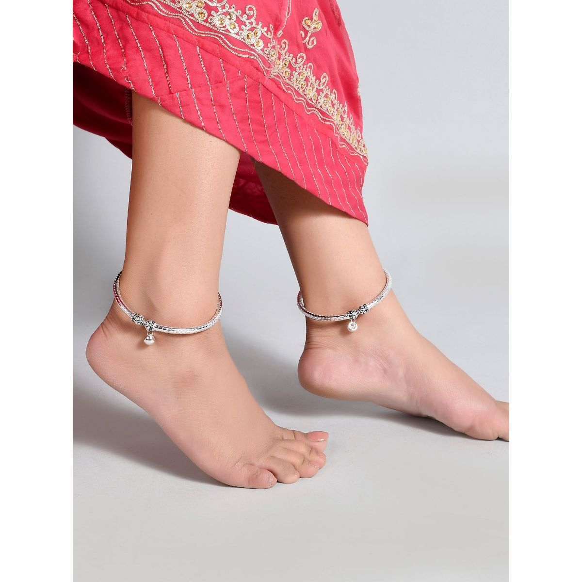 Silvermerc Designs Tamanna Silver Plated Kada Anklets Buy Silvermerc Designs Tamanna Silver