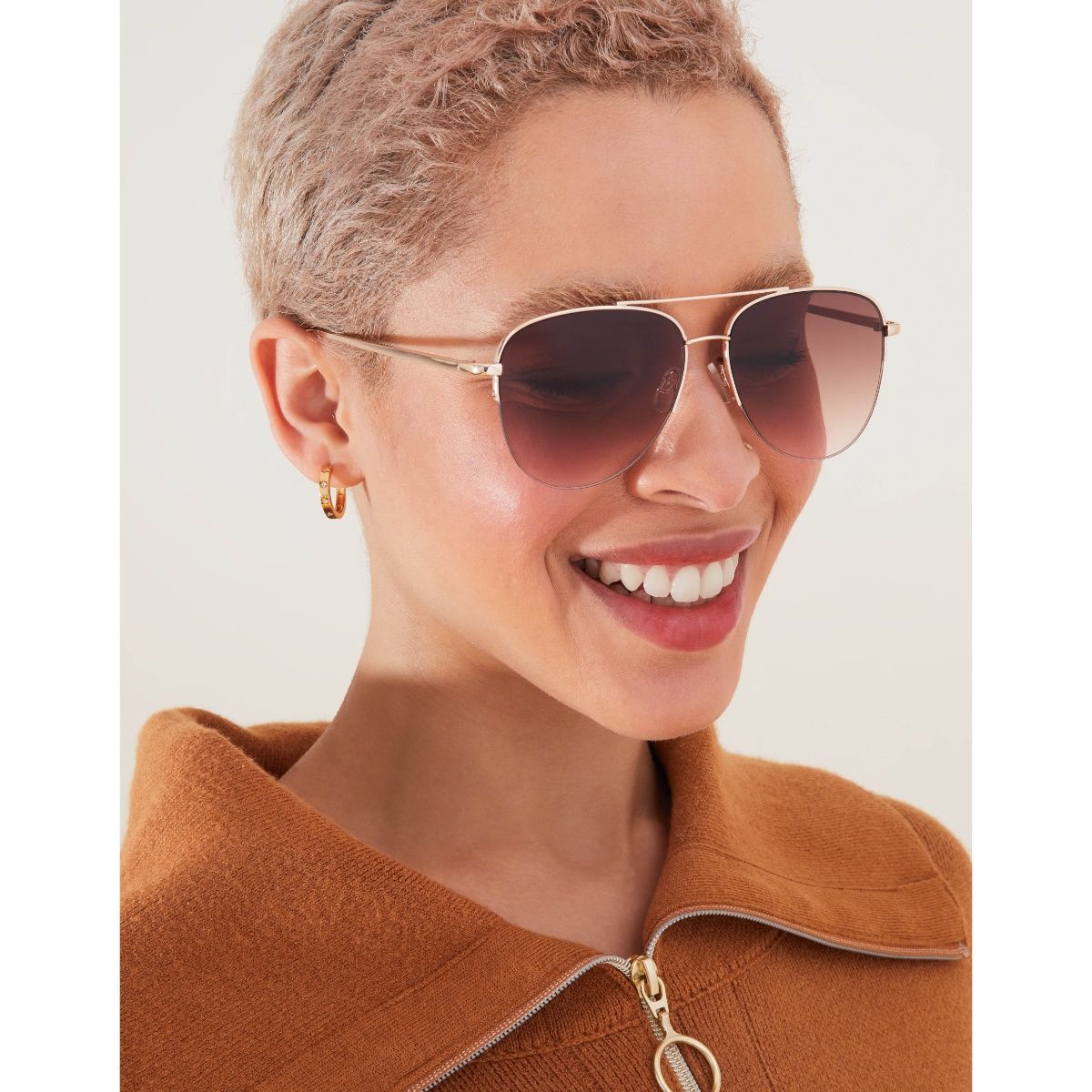 Womens brown aviator sunglasses top