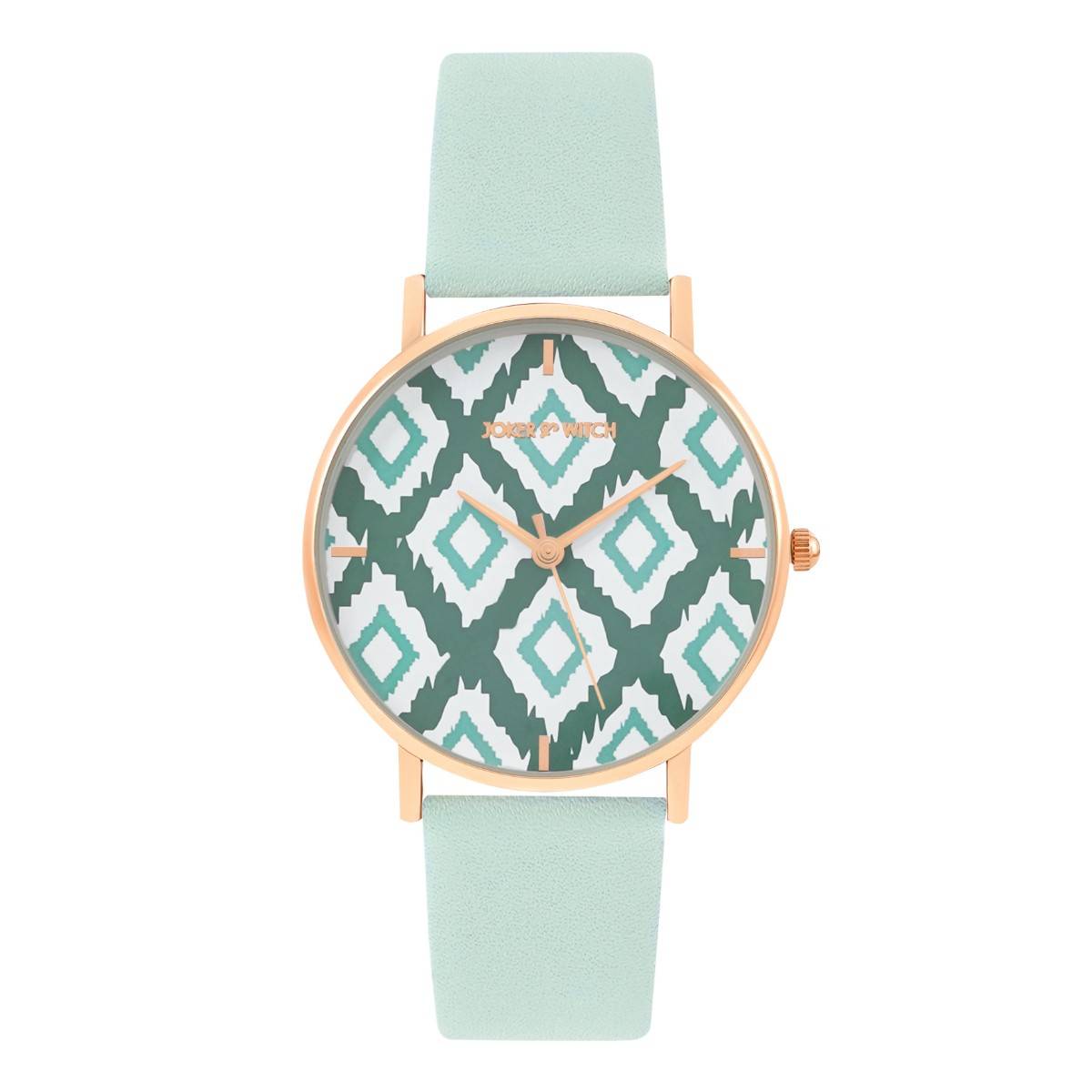 Joker & Witch Teal Trip Green Pu Strap Watch