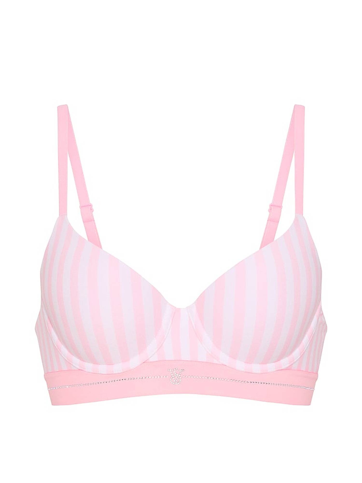 Buy Victoria's Secret Women Multi-Color Stripes Cotton Blend T-Shirt ...
