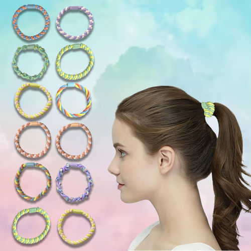 Majestique Braided Stretchable Hair Tie Rubber Bands Ponytail Holder  Scrunchies 12 Pcs