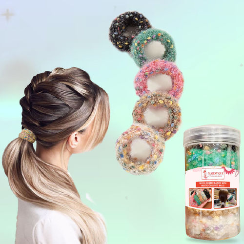 Majestique Soft Stretchable Ball Hair Rubber Band Hair Ties Ponytail Holder  Pcs (Multicolor)