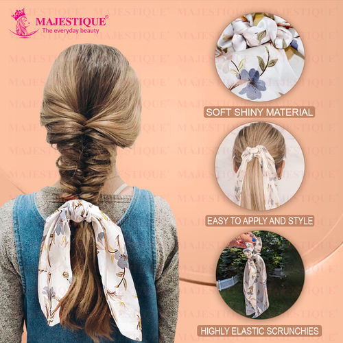 Buy Majestique Hair Scarf Scrunchies Printed Satin Silk Elastic