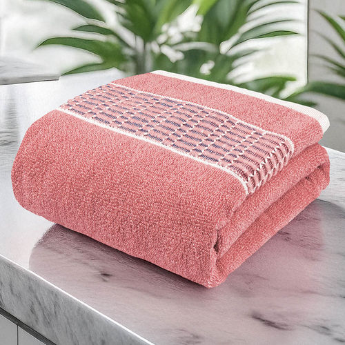 Bath Towels Pink Geometric Towels Kryptic Peach White Geometric