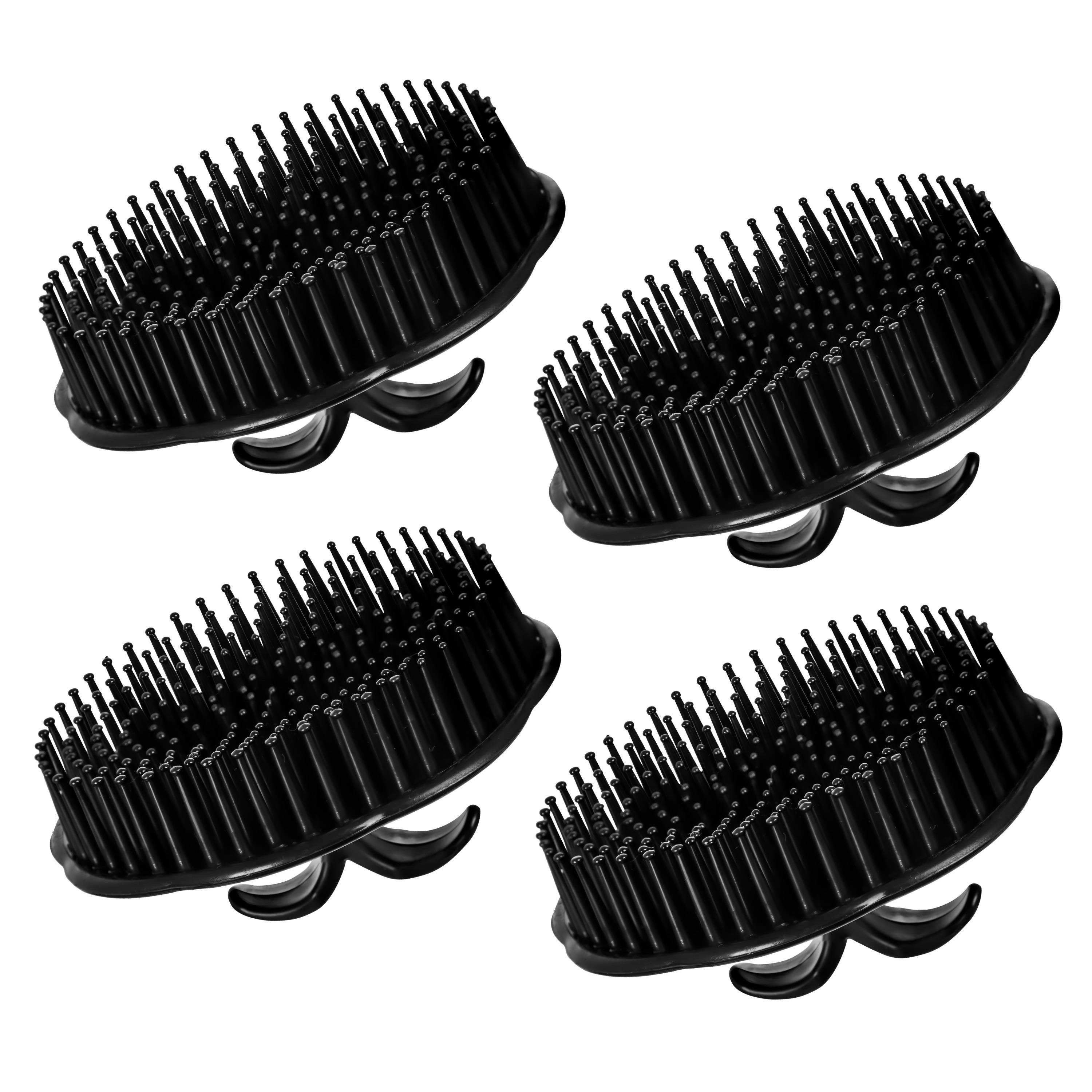Ankita Hand Grip Round Black Comb & Scalp Massager - Pack Of 4