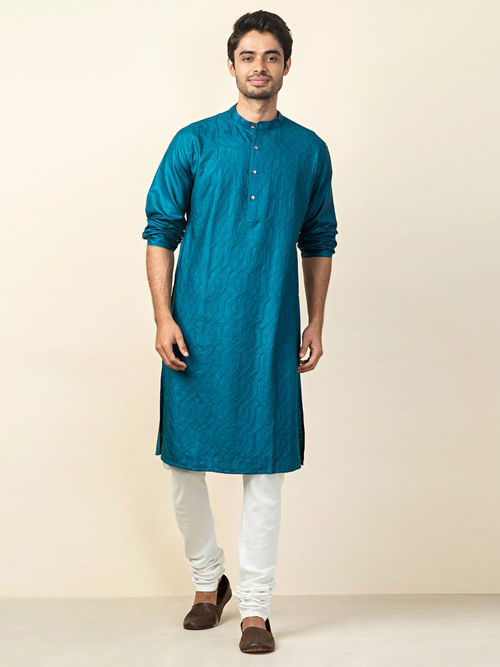 Fabindia Silk Tussar Spun Slim Fit Long Kurta (XS)
