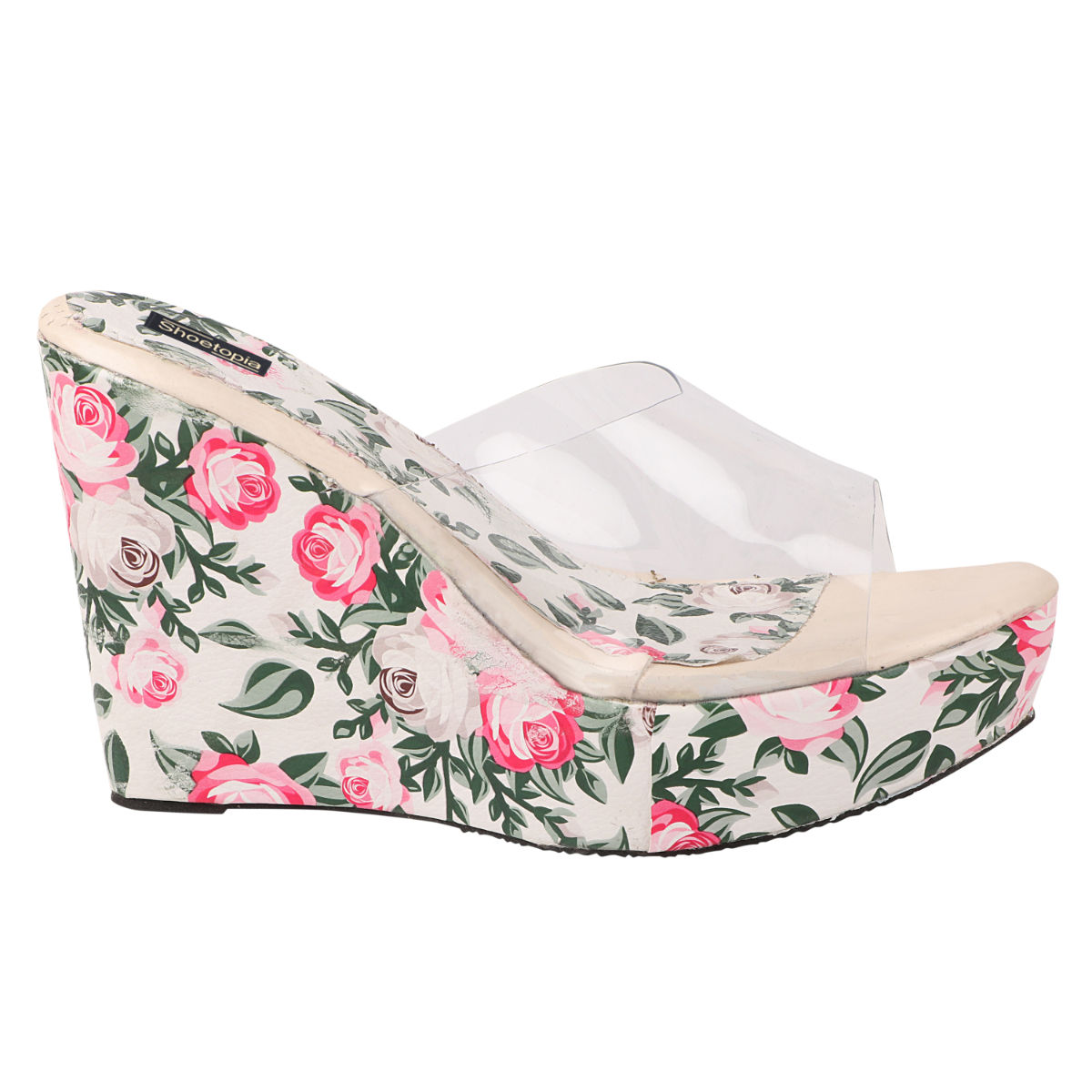 Buy Shoetopia White Floral Printed Wedge Sandals Online