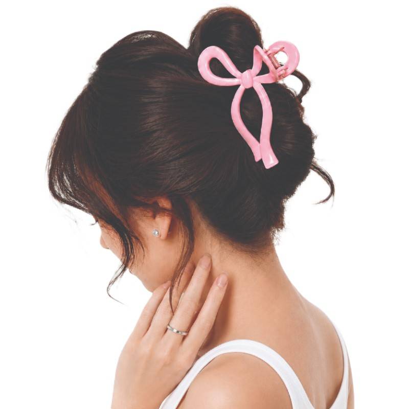 Feel Good Club Bowtiful Hair Clutcher - Pastel Pink Claw Clip Accessory For Strong Hold Hair Styling