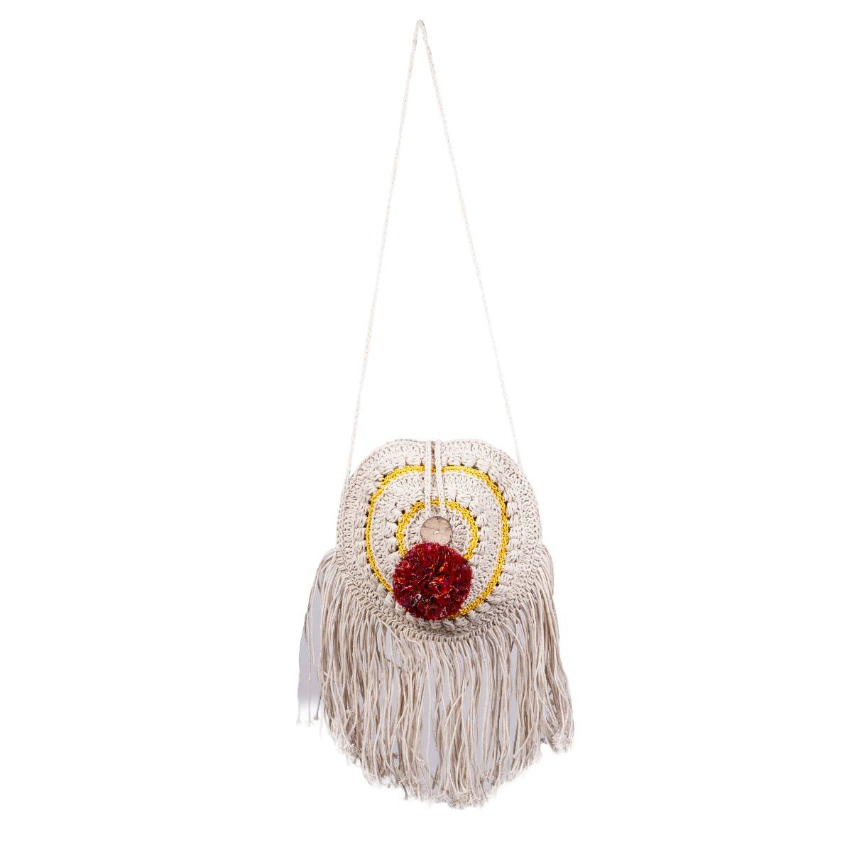 ITIHASIKALA Women Dreamcatcher crochet sling bag - Off White