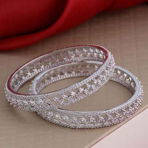 SHOSHAA Silver Cz Bangles - 2.6: Buy SHOSHAA Silver Cz Bangles - 2.6 Online  at Best Price in India | Nykaa