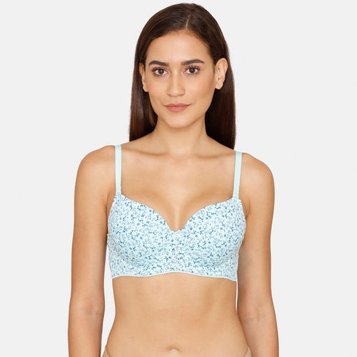 Buy Zivame Rosaline Padded Wired 3/4th Coverage T-Shirt Bra -Beaucoup Blue  online