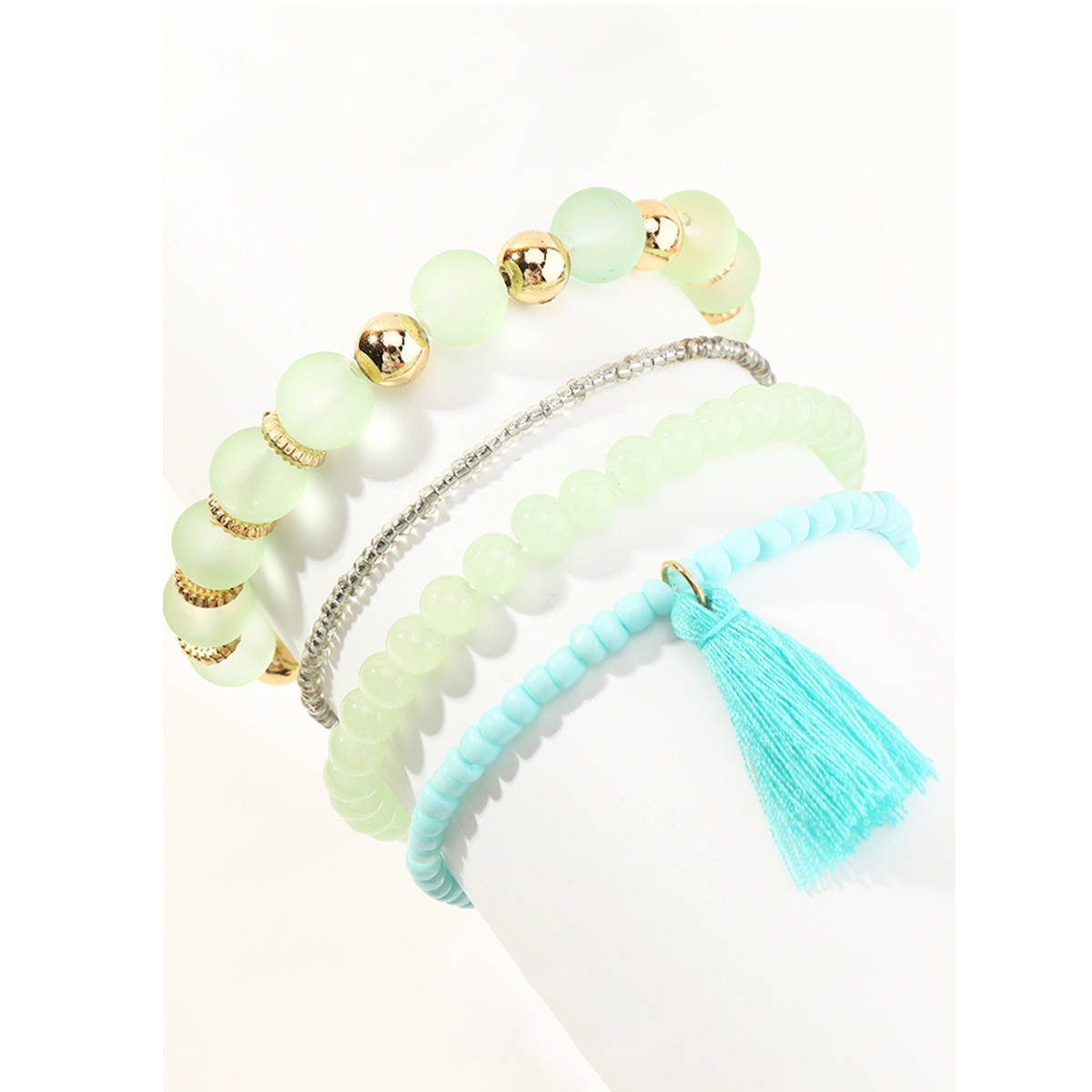 Yellow Chimes Women Set of 4 Elasticated Beaded Bracelet