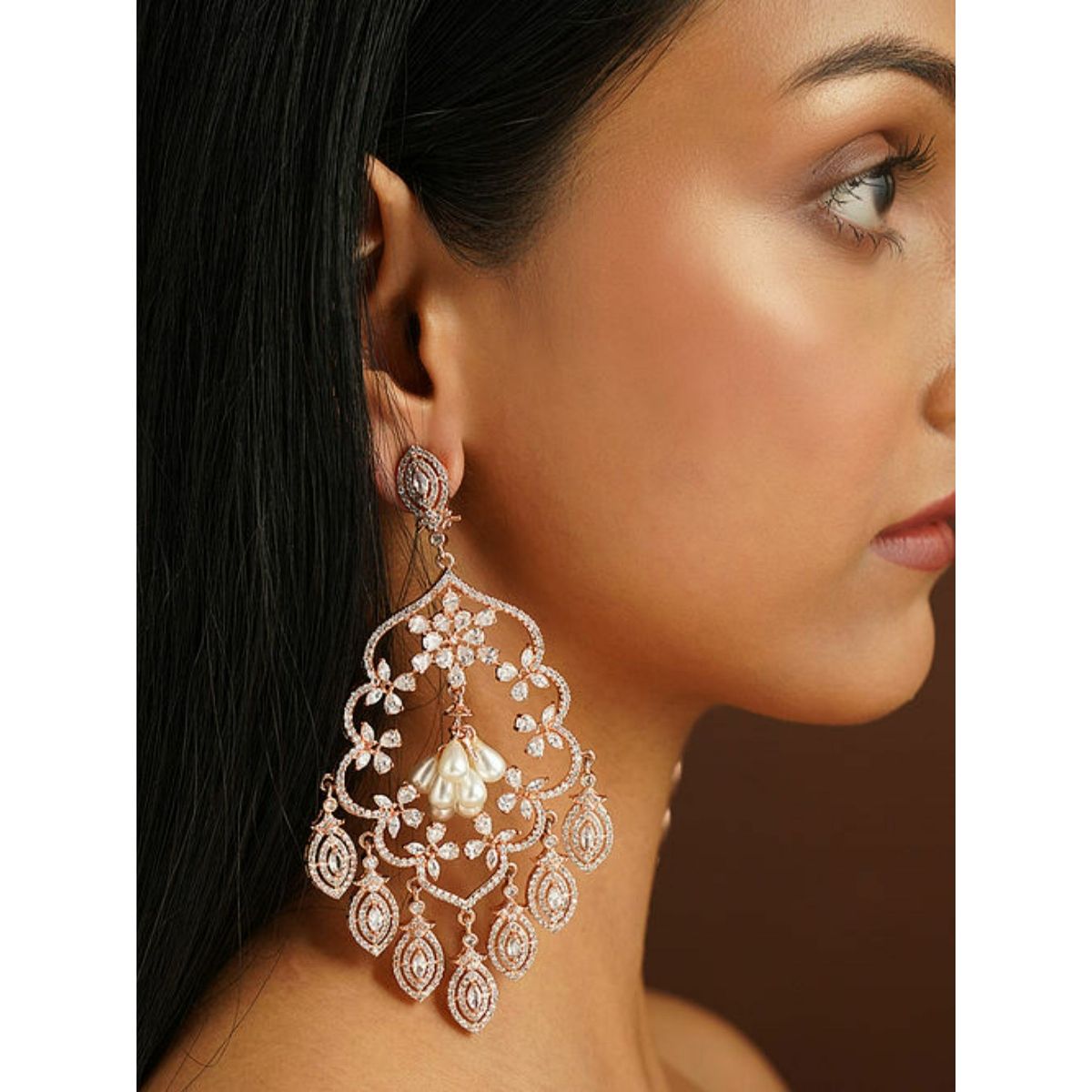 The Jewel Factor 18K Rose Gold Plated Versailles Crystal Earrings Buy The Jewel Factor 18K Rose