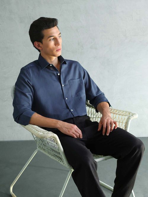 Buy Arrow Navy Blue Solid Slim Fit Shirt Online Buy Arrow Navy Blue Solid Slim Fit Shirt Online