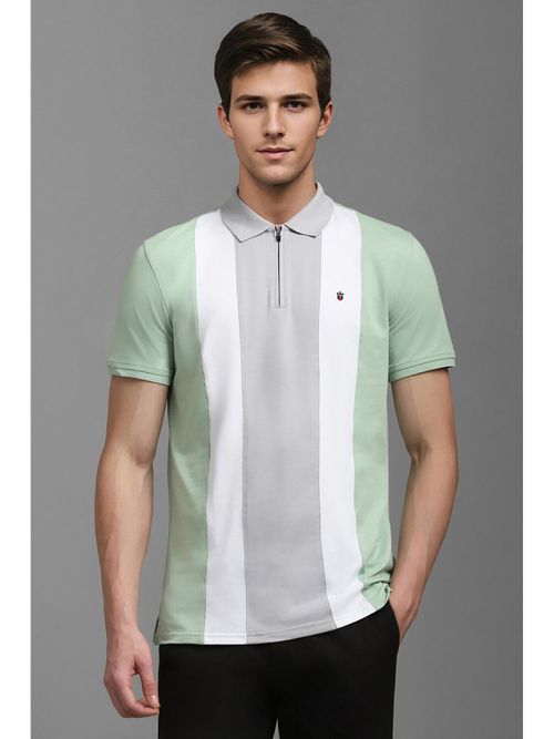 Louis Philippe Men Multicolor Stripe Polo T-Shirt