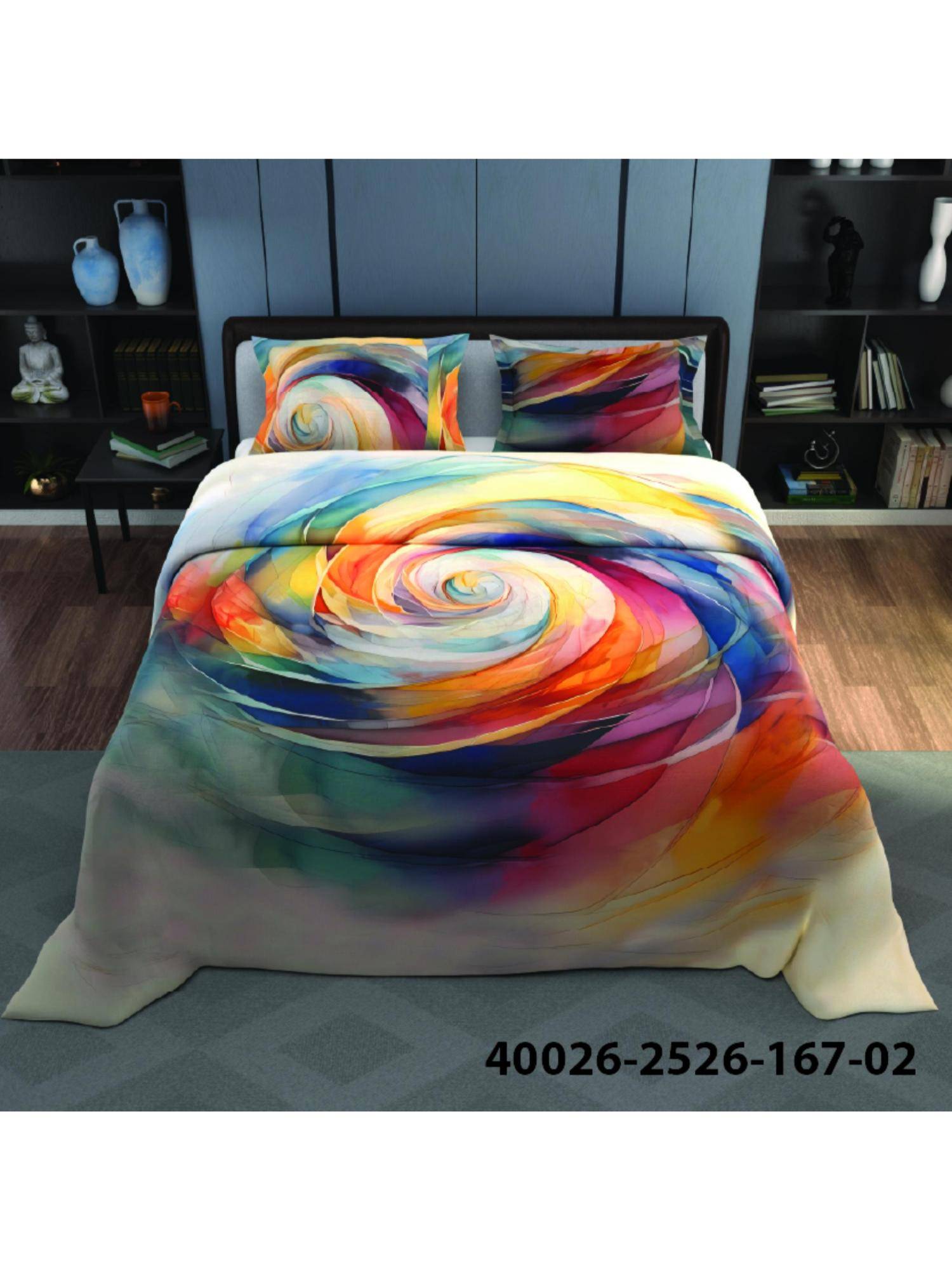 Synergized Cotton Multi-Color Percale 225Tc Bedsheet with 2 Pillow Covers (Super King)