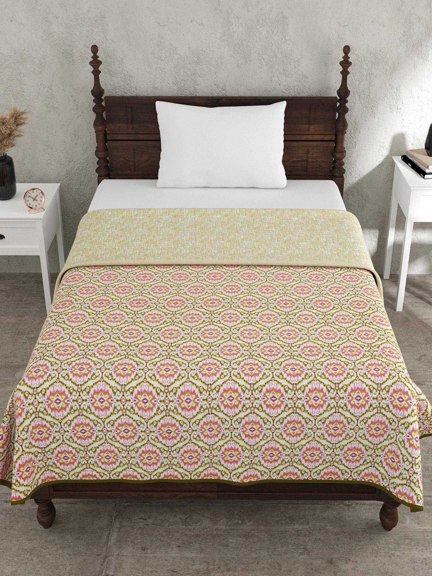 JAIPUR FABRIC The Illusion Green Single Bed Dohar (Single)