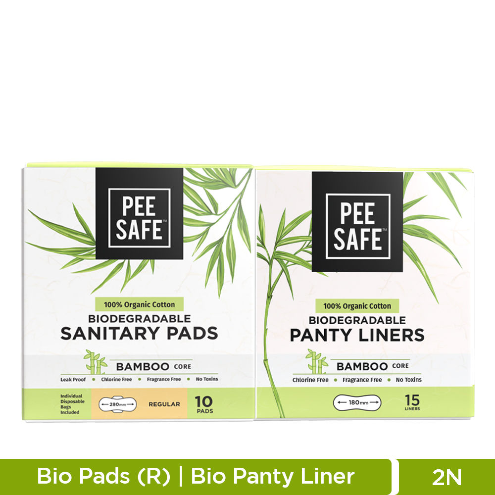 Pee Safe 100% Organic Cotton Sanitary Pads Regular & 100% Organic Cotton Panty Liners