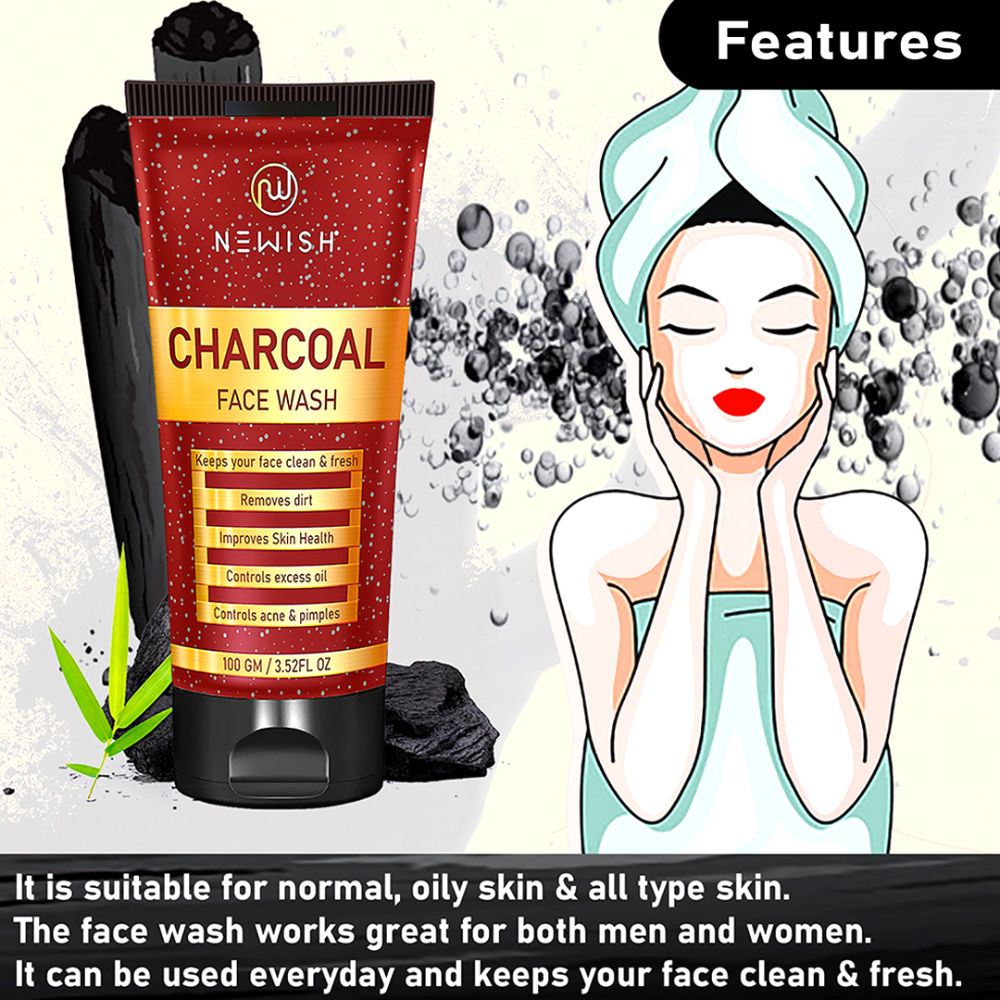 Newish Activated Charcoal Face Wash Pack of 2 Buy Newish Activated Charcoal Face Wash Pack