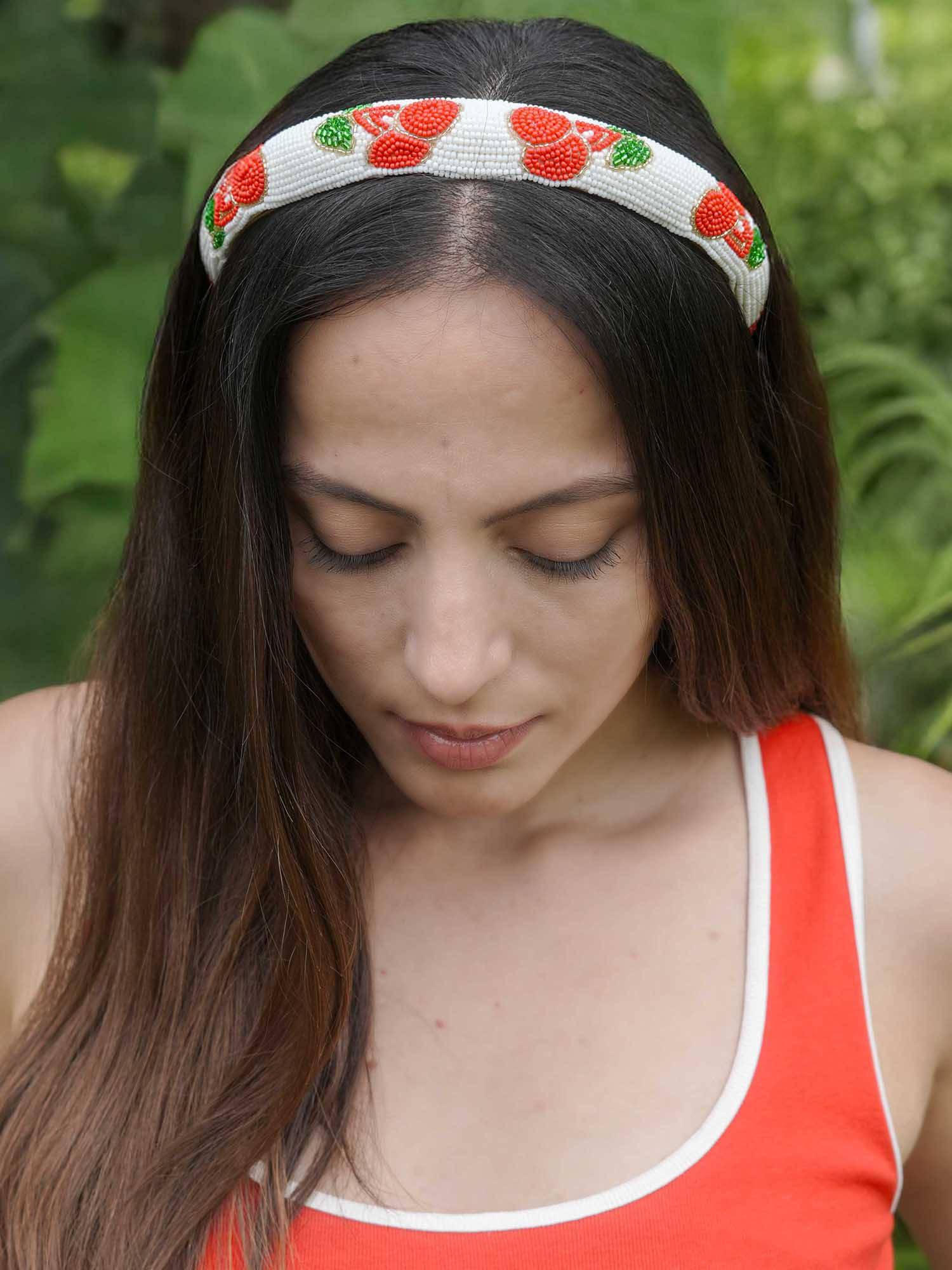 Hair Drama Co. Cherry Embroidered Hairband - Red