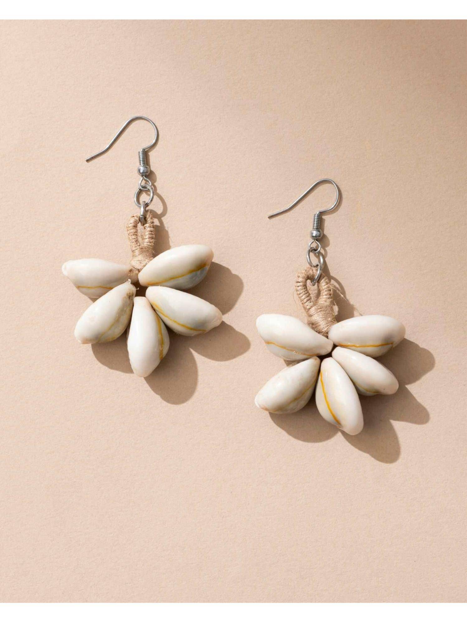 WHE Handmade Cowry Jute Earrings