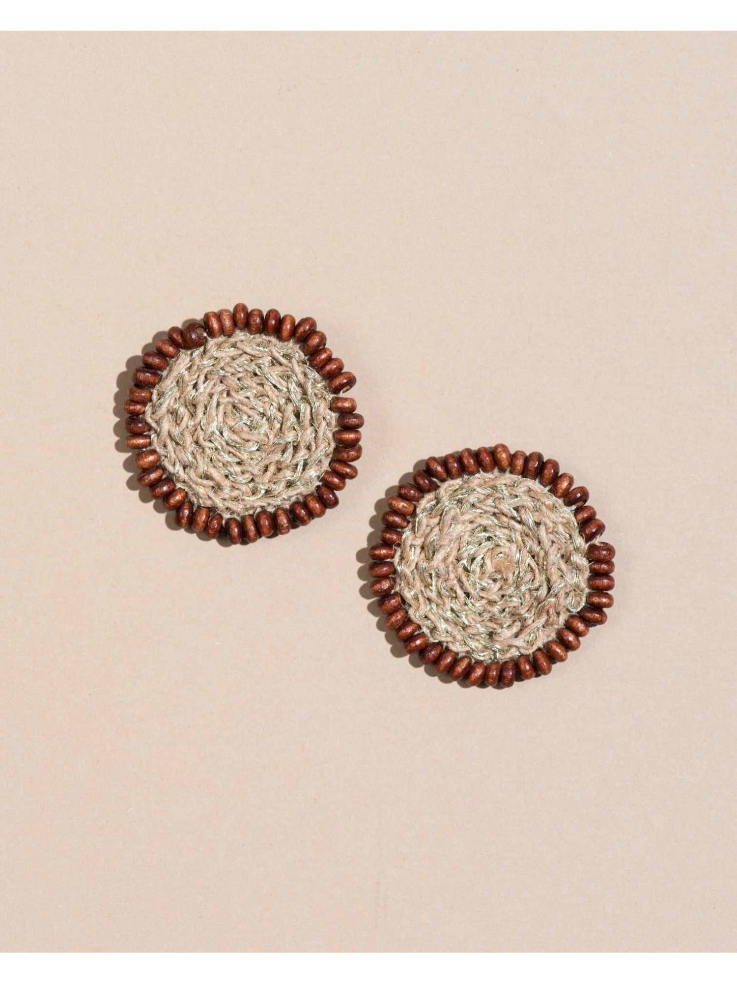 WHE Jute and Wooden Beads Crochet Studs