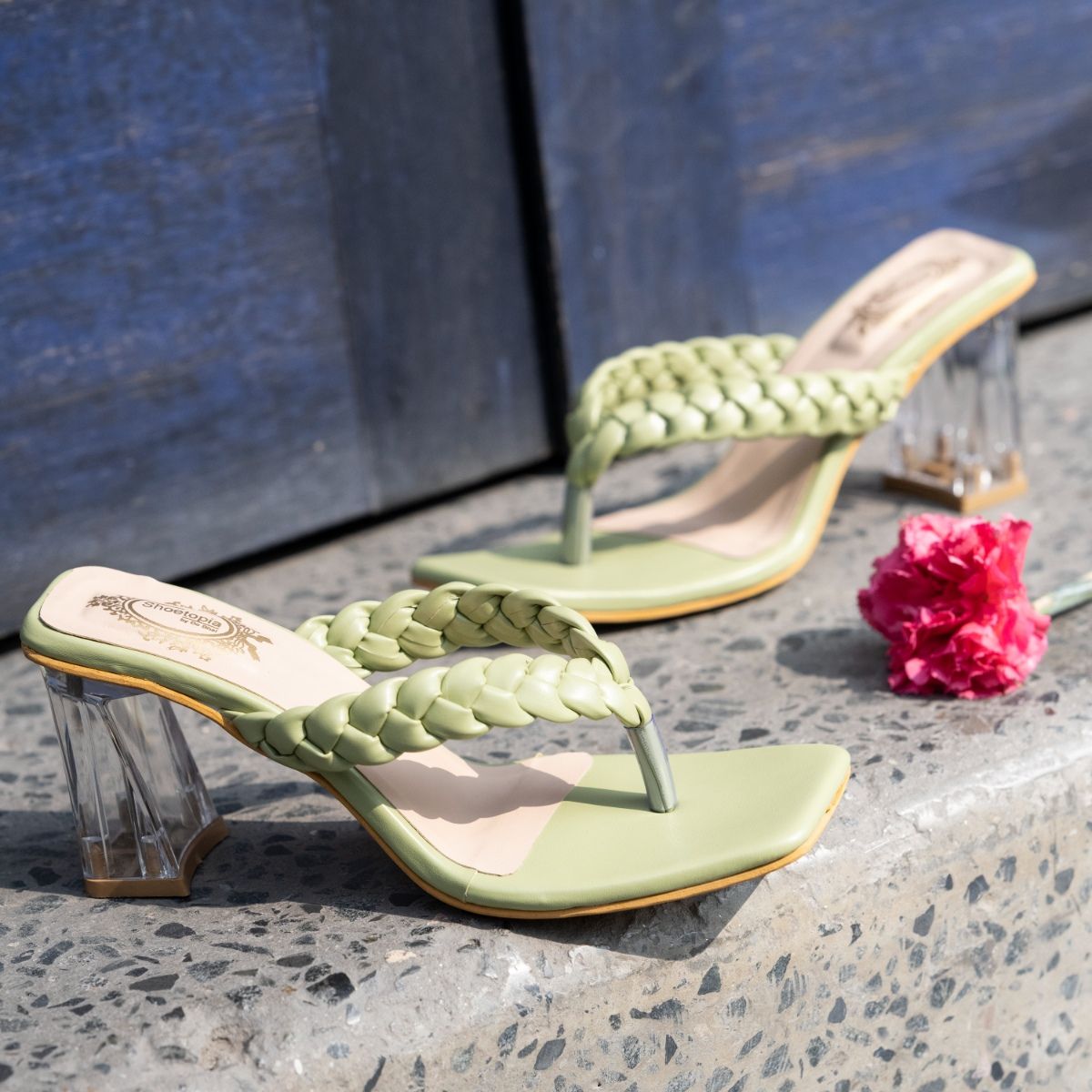 Heeled sandals with shop padded braid detail