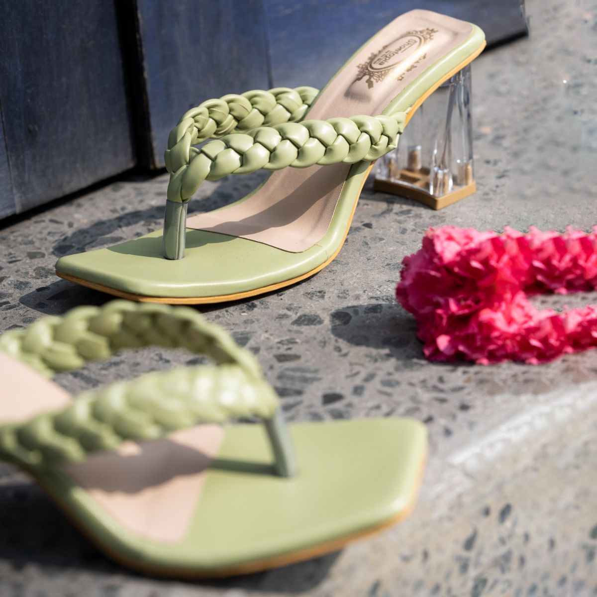 Heeled sandals with padded braid detail deals