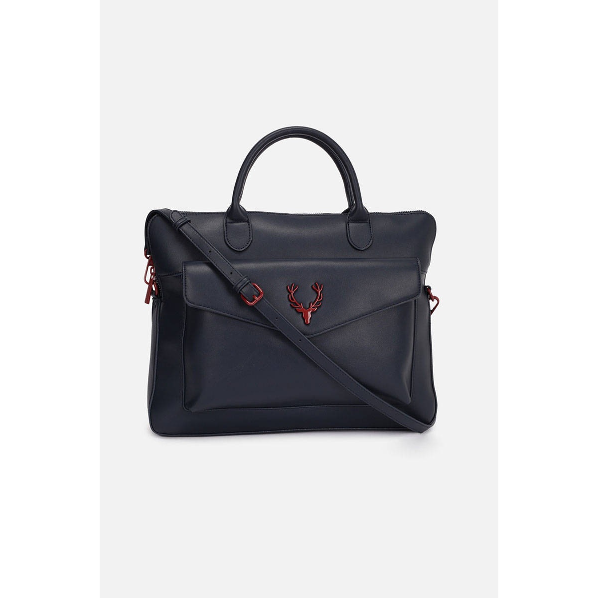 Buy Allen Solly Women Casual Solid Navy Blue Handbag with Detachable ...