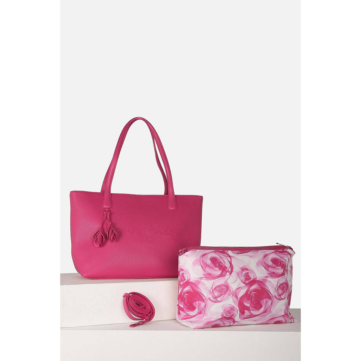 Allen Solly Women Casual Textured Pink Handbag with Pouch
