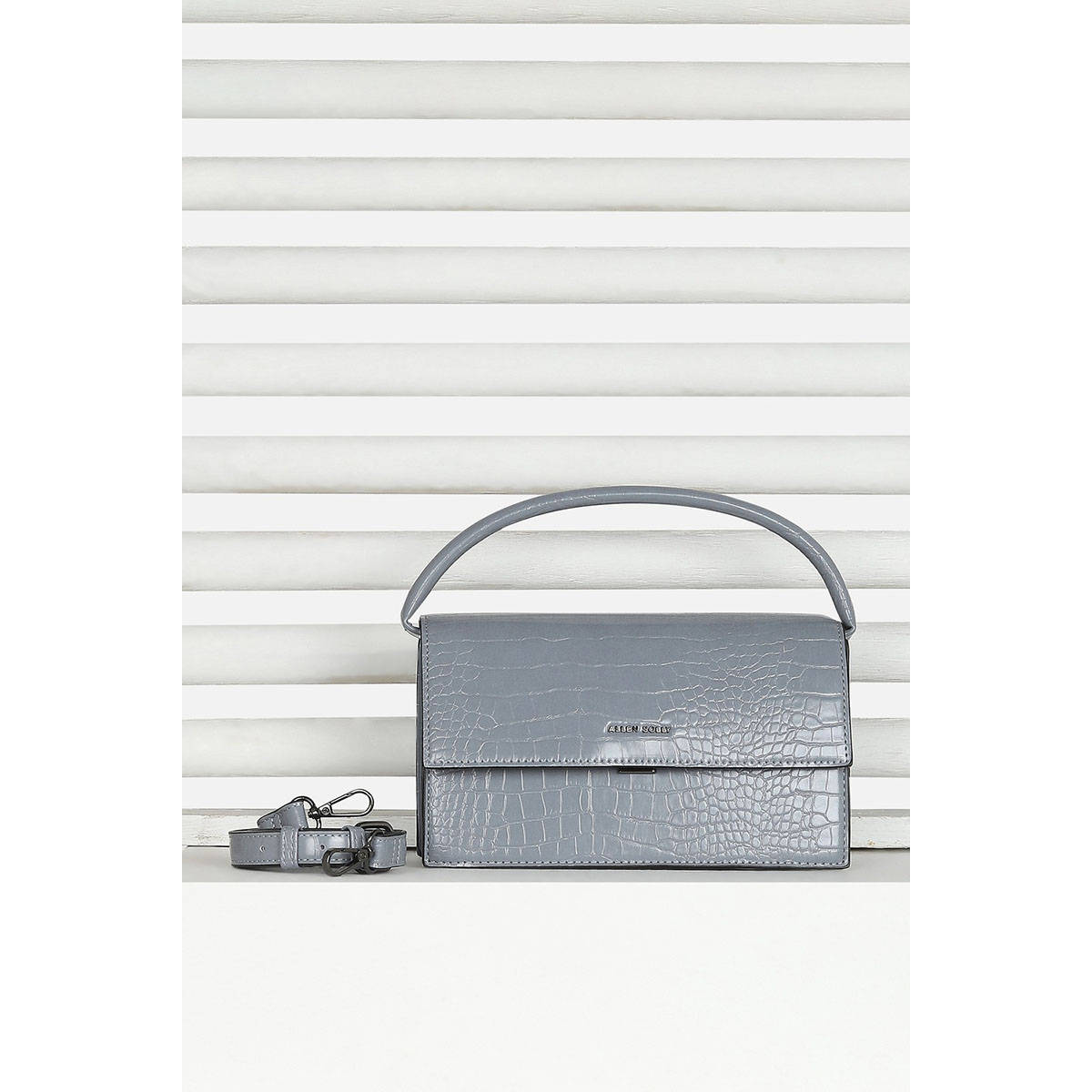 Allen Solly Women Casual Textured Grey Handbag with Detachable Strap