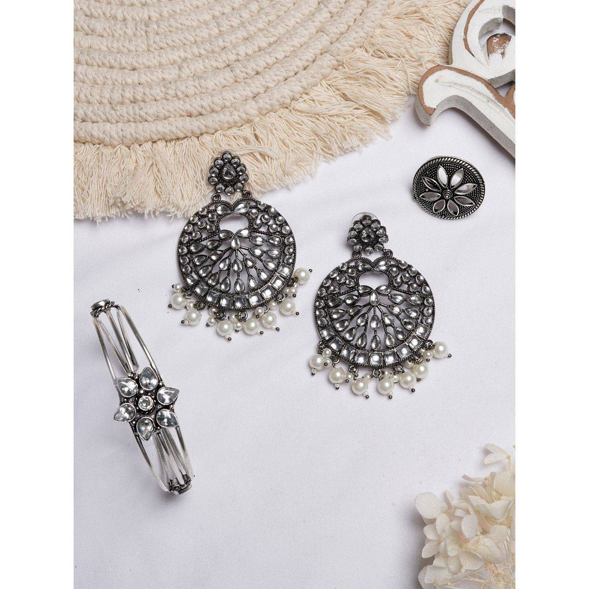 Teejh Prajkata Silver Oxidised Jewelry Gift Set