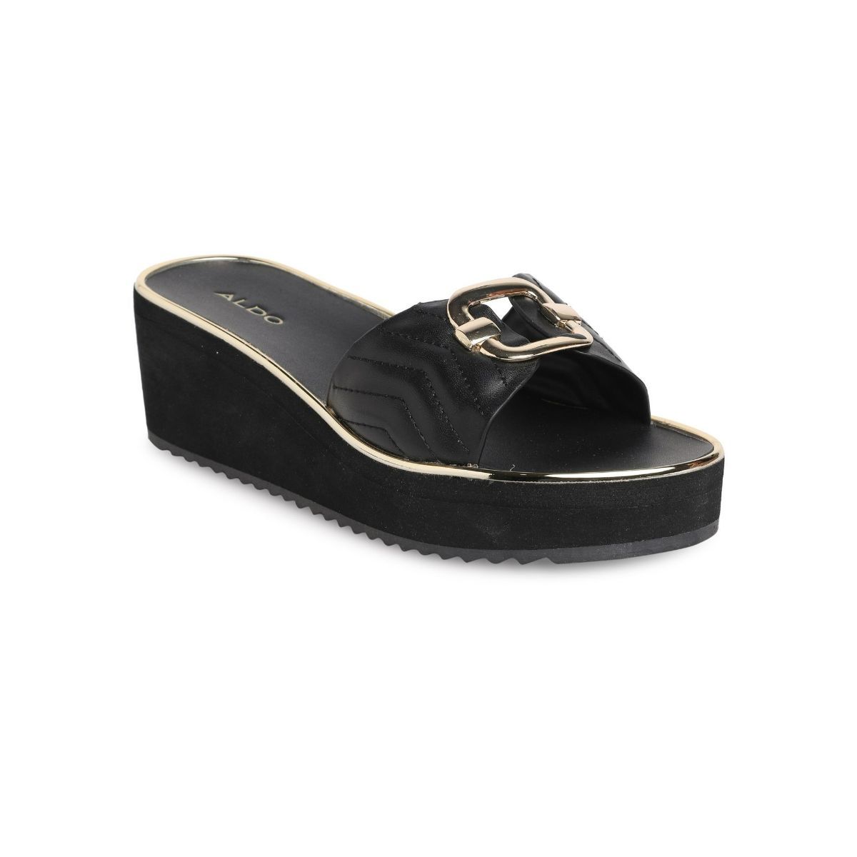 Buy Aldo Onayllan Synthetic Black Patterned Wedges Online